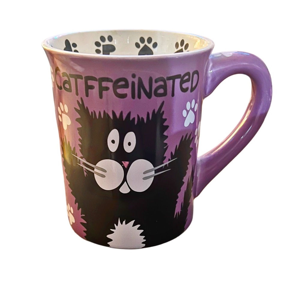 Cat Lover Purple Ceramic Catffeinated 12oz Gift Mug